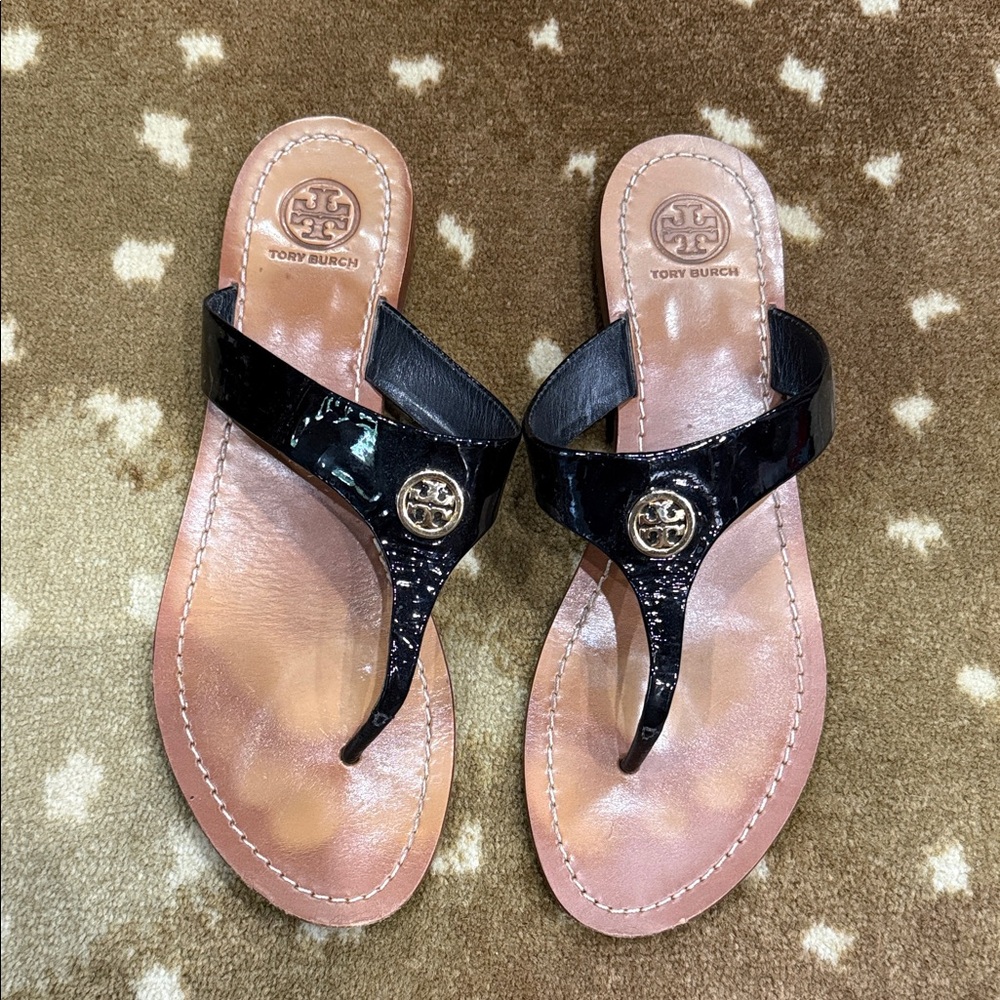 Tory Burch size 9 black patent sandals